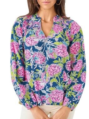 Lilly Pulitzer Small S Lourdes long sleeve top dahlia llicious
